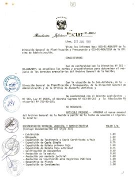 Resolución Jefatural N° 187-1991/AGN/J