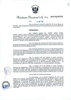 Resolución Directoral N° 046-2014-AGN/OTA