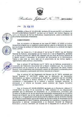 Resolución Jefatural N° 098-2013-AGN/J