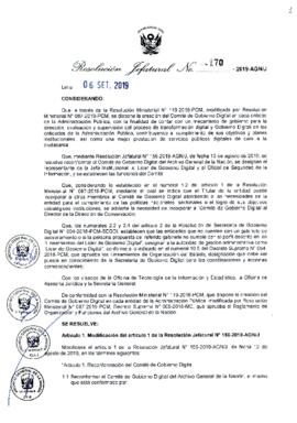 Resolución Jefatural N° 170-2019-AGN/J