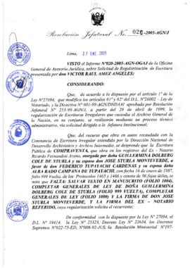 Resolución Jefatural N° 026-2005-AGN/J