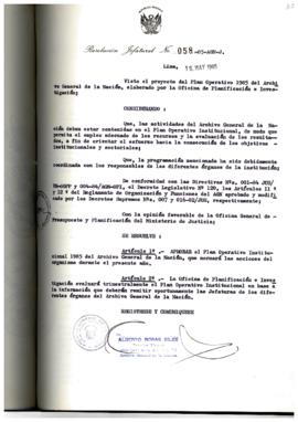 Resolución Jefatural N° 058-1985/AGN/J