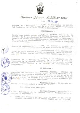 Resolución Jefatural N° 028-1997/AGN/J