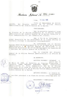Resolución Jefatural N° 061-1995/AGN/J