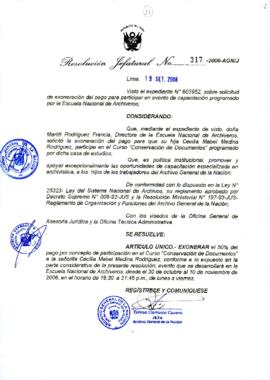 Resolución Jefatural N° 317-2006-AGN/J