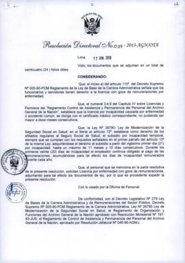 Resolución Directoral N° 034-2013-AGN/OTA