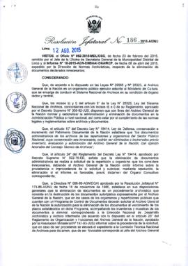Resolución Jefatural N° 186-2015-AGN/J
