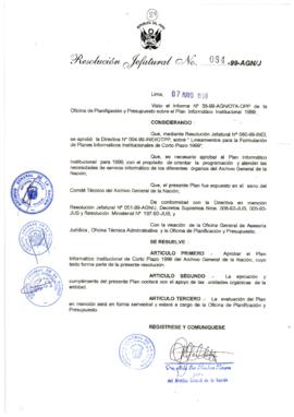 Resolución Jefatural N° 084-1999/AGN/J