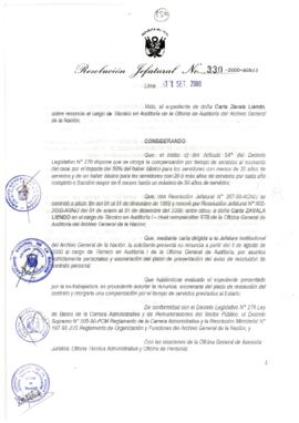 Resolución Jefatural N° 330-2000/AGN/J