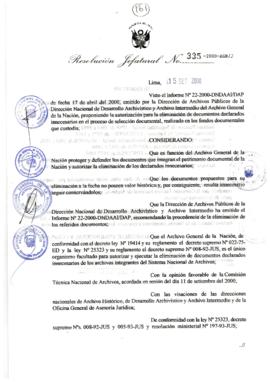 Resolución Jefatural N° 335-2000/AGN/J