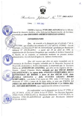 Resolución Jefatural N° 134-2003-AGN/J