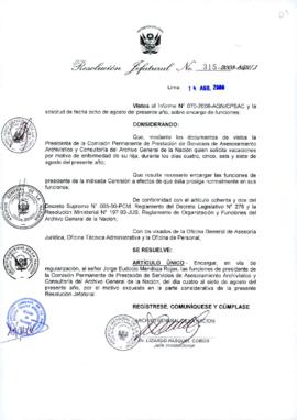 Resolución Jefatural N° 315-2008-AGN/J