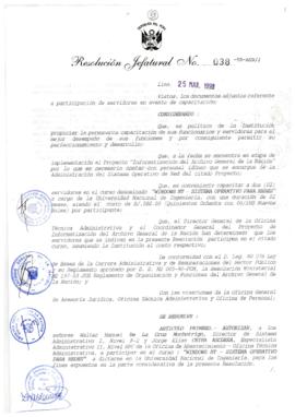Resolución Jefatural N° 038-1998/AGN/J