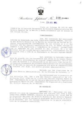 Resolución Jefatural N° 158-1995/AGN/J