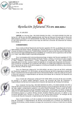 Resolución Jefatural N° 074-2020-AGN/J