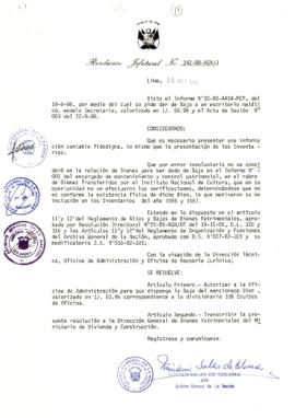 Resolución Jefatural N° 142-1988/AGN/J