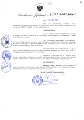 Resolución Jefatural N° 060-2003-AGN/J