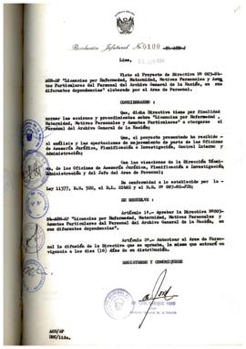 Resolución Jefatural N° 100-1984/AGN/J