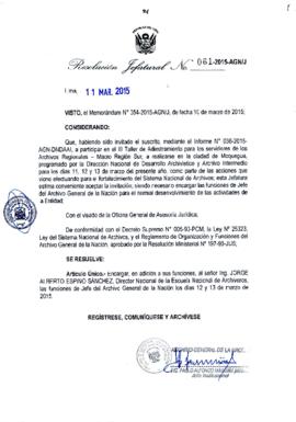 Resolución Jefatural N° 061-2015-AGN/J