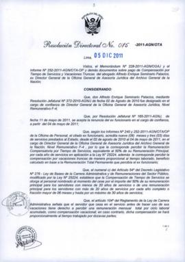 Resolución Directoral N° 075-2011-AGN/OTA