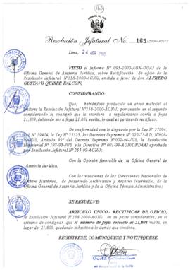 Resolución Jefatural N° 165-2000/AGN/J