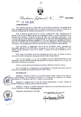 Resolución Jefatural N° 043-2019-AGN/J