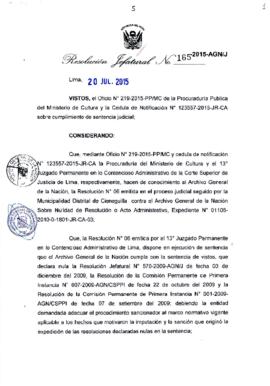 Resolución Jefatural N° 165-2015-AGN/J
