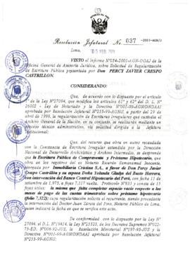 Resolución Jefatural N°037-2001/AGN/J
