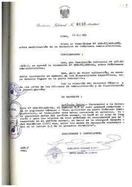 Resolución Jefatural N° 189-1983/AGN/J
