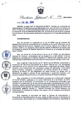 Resolución Jefatural N° 170-2018-AGN/J