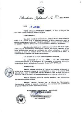 Resolución Jefatural N° 119-2016-AGN/J