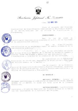 Resolución Jefatural N° 085-1994/AGN/J