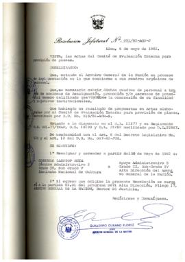 Resolución Jefatural N° 051-1982/AGN/J