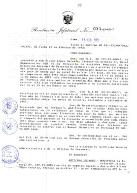 Resolución Jefatural N° 033-1995/AGN/J