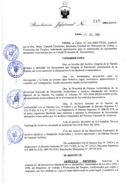 Resolución Jefatural N° 217-2004-AGN/J
