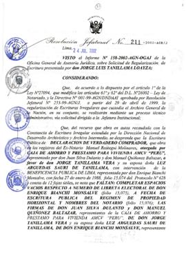 Resolución Jefatural N° 211-2002/AGN/J