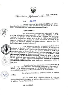 Resolución Jefatural N° 012-2008-AGN/J