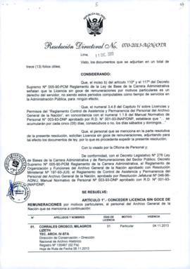Resolución Directoral N° 070-2013-AGN/OTA