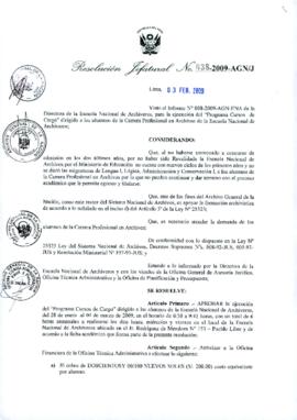 Resolución Jefatural N° 038-2009-AGN/J
