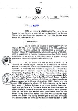 Resolución Jefatural N° 100-2011-AGN/J