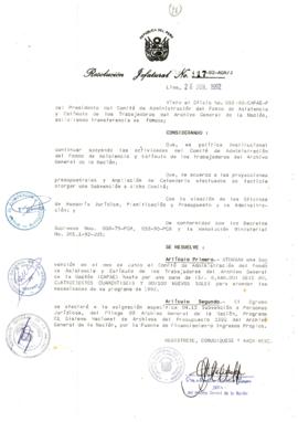 Resolución Jefatural N° 117-1992/AGN/J