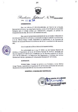 Resolución Jefatural N° 440-2014-AGN/J