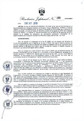 Resolución Jefatural N° 185-2019-AGN/J