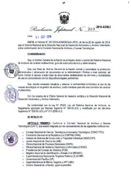 Resolución Jefatural N° 309-2014-AGN/J
