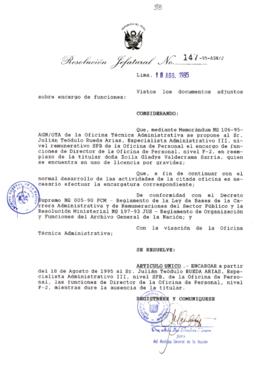 Resolución Jefatural N° 147-1995/AGN/J