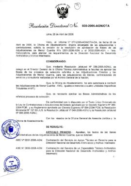 Resolución Directoral N° 030-2006-AGN/OTA