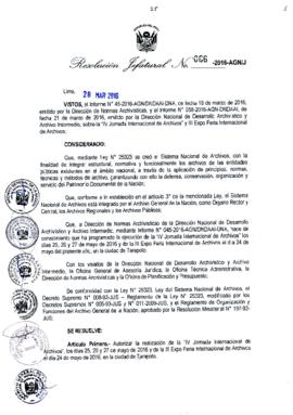 Resolución Jefatural N° 066-2016-AGN/J