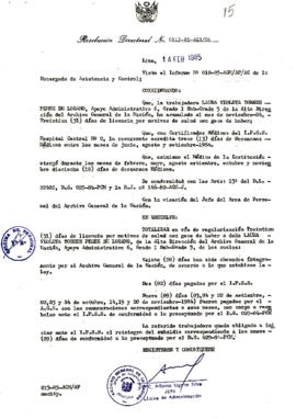 Resolución Directoral N° 15-85-AGN/OA