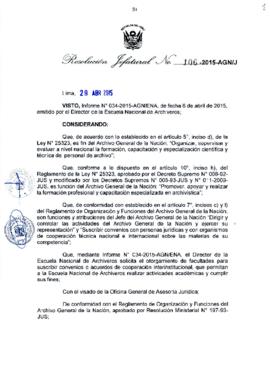 Resolución Jefatural N° 106-2015-AGN/J