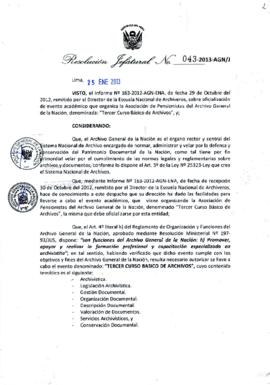 Resolución Jefatural N° 043-2013-AGN/J